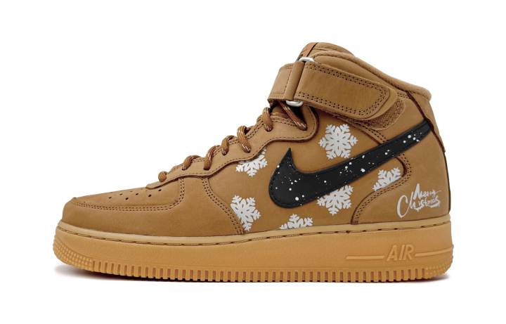Nike Nike Air Force 1 Slip Resistant Mid top Skateboard Shoes Unisex White Brown
