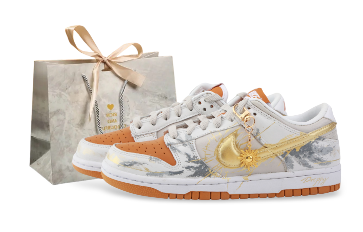 Nike Nike Dunk Drippy Apollo Abrasion Resistant Low top Skateboard Shoes Unisex Gold