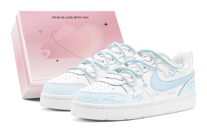 Nike Nike Court Borough Maris Sal Bear Low top Skateboard Shoes Women's White Blue