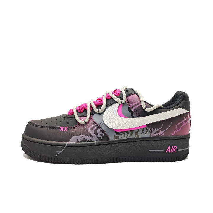 Nike Nike Air Force 1 Thermal Slip Resistant And Abrasion Resistant Low top Skateboard Shoes Unisex Black Pink White