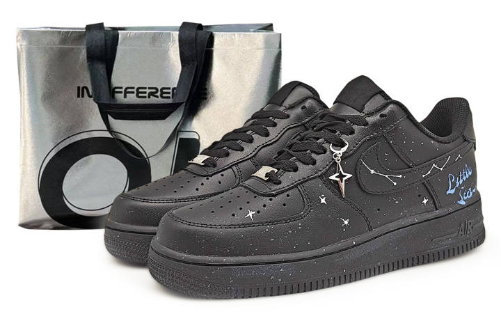 Nike Nike Air Force 1 Coverage Slip Resistant And Abrasion Resistant Low top Skateboard Shoes Unisex Black