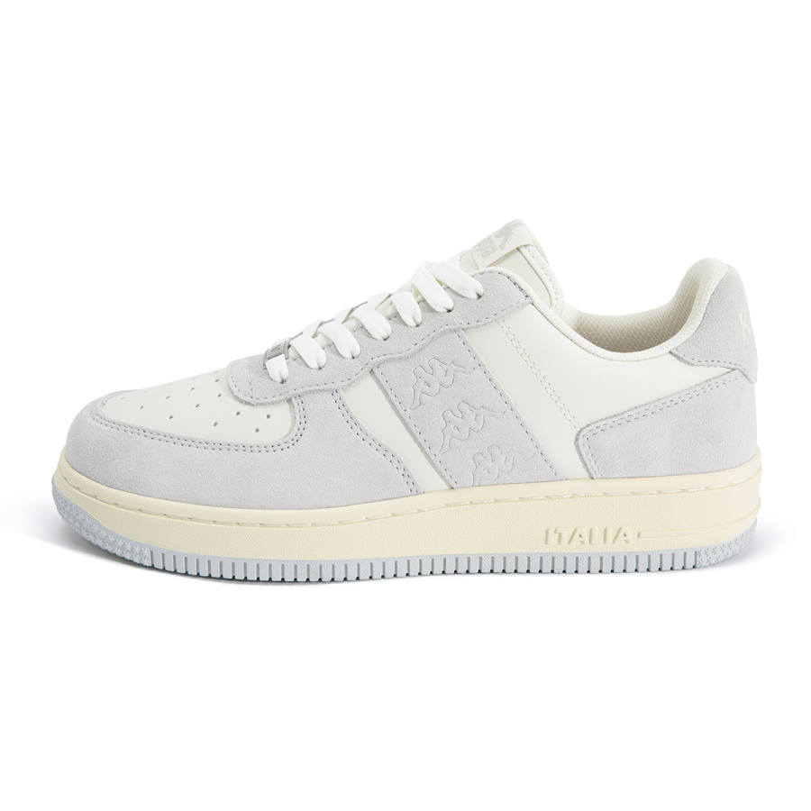 Kappa Shouhui Synthetic Leather Lightweight Low top Skateboard Shoes Unisex White Gray