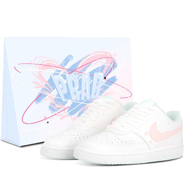 Nike Nike Court Vision Low Abrasion Resistant Lightweight Height Increasing Low top Skateboard Shoes Women's Pink White
