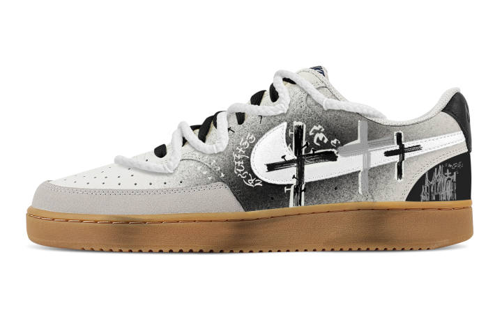 Nike Nike Court Vision 1 Ruins Cross Abrasion Resistant Low top Skateboard Shoes Men's Black White