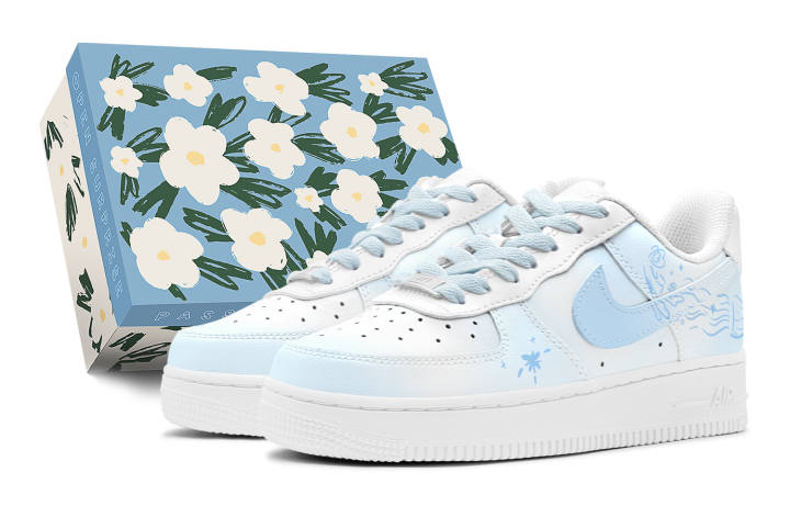 Nike Nike Air Force 1 Low top Skateboard Shoes Women's Sky Blue