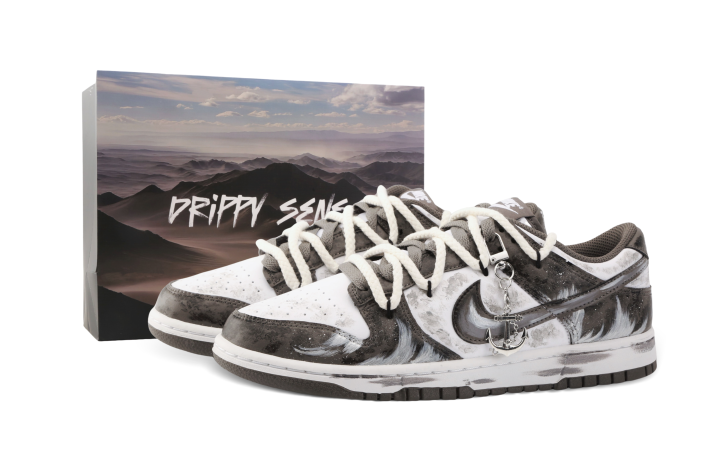 Nike Nike Dunk Drippy Sand Cushioning Low top Skateboard Shoes Unisex Gray White