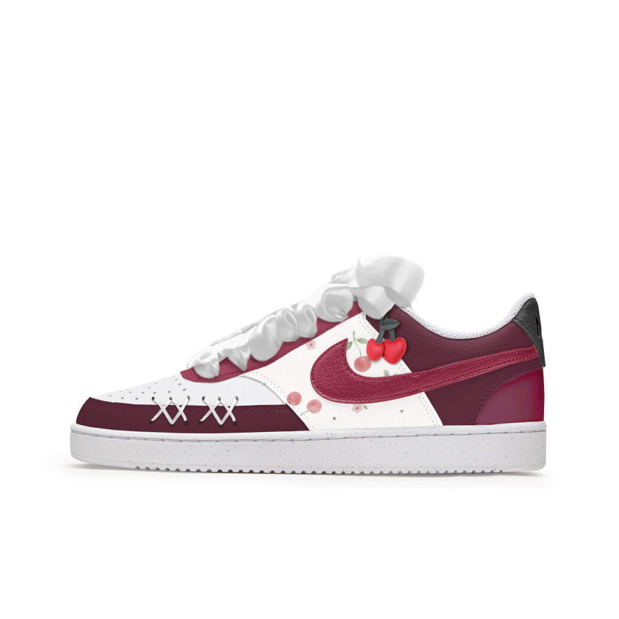 Nike Nike Court Vision 1 Freedom Panda, Cherry Bullet Slip Resistant Abrasion Resistant Low top Skateboard Shoes Men's