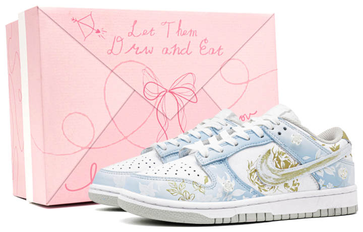 Nike Nike Dunk Brocade Footprint Innovation Leather Abrasion Resistant Abrasion Resistant Low top Skateboard Shoes Unisex