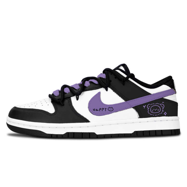 Nike Nike Dunk Black White, Trendy Cool Lion Cat Abrasion Resistant Low top Skateboard Shoes Unisex Purple