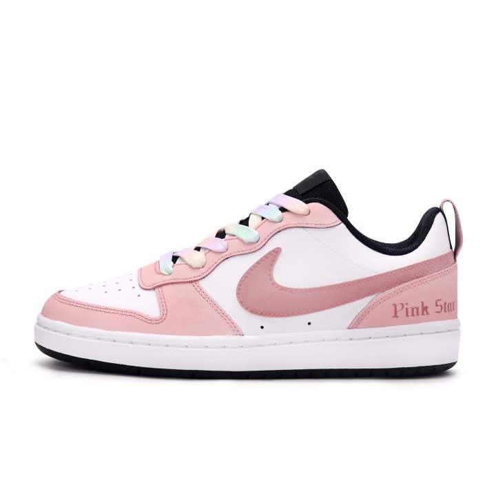 Nike Nike Court Borough 2 Leather Slip Resistant Cushioning Abrasion Resistant Low top Skateboard Shoes GS Pink White Black