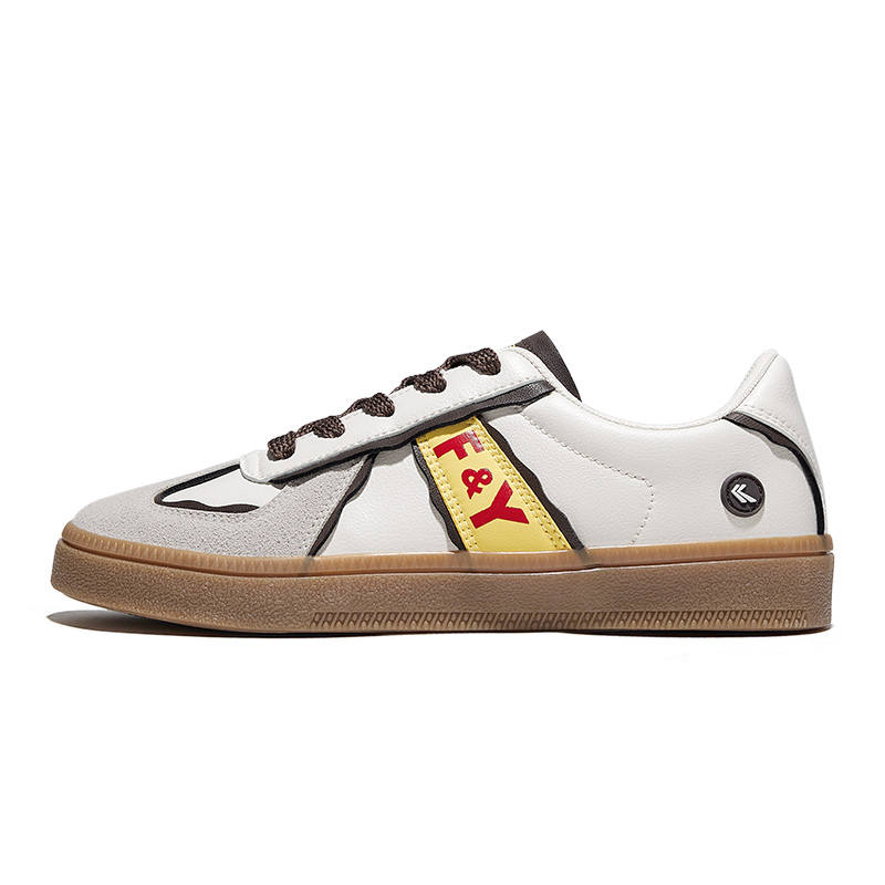 FEIYUE Slip-Resistant Abrasion-Resistant Low-top Skateboard Shoes Women's Beige Gray Yellow