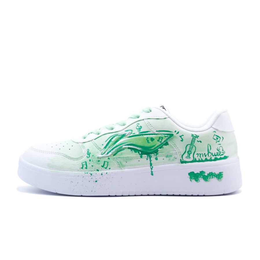 Li-Ning Li Ning Floating Boat Lightweight Cushioning Low top Skateboard Shoes Unisex White Green