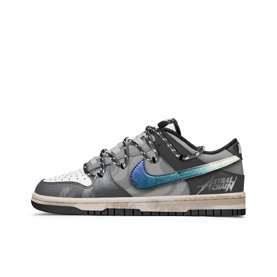 Nike Nike Dunk Freedom Panda, Phantom Blue Slip Resistant Abrasion Resistant Low top Skateboard Shoes Unisex Gray White