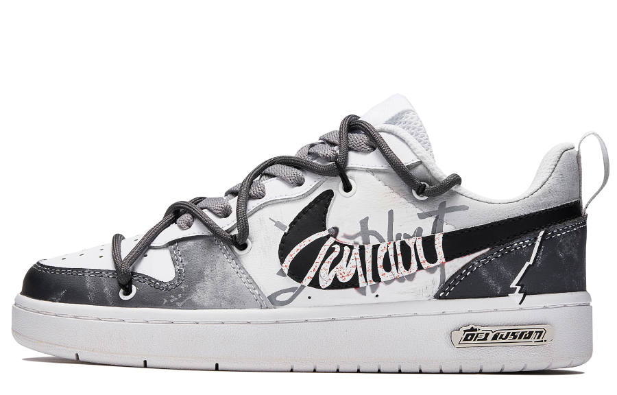 Nike Nike Court Borough Freedom Panda, Whirling Wall Slip Resistant Low top Skateboard Shoes GS Black White Gray