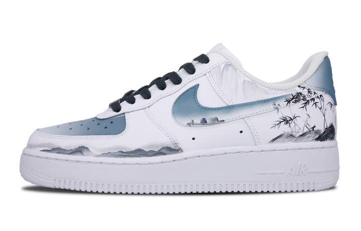 Nike Nike Air Force 1 07 Low top Skateboard Shoes Men's Blue Gray White