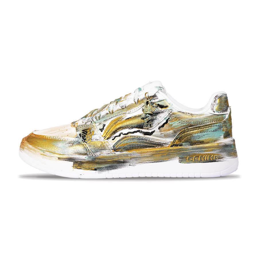 Li-Ning Li Ning Sycee Slip Resistant Cushioning Abrasion Resistant Low top Skateboard Shoes Unisex Gold White