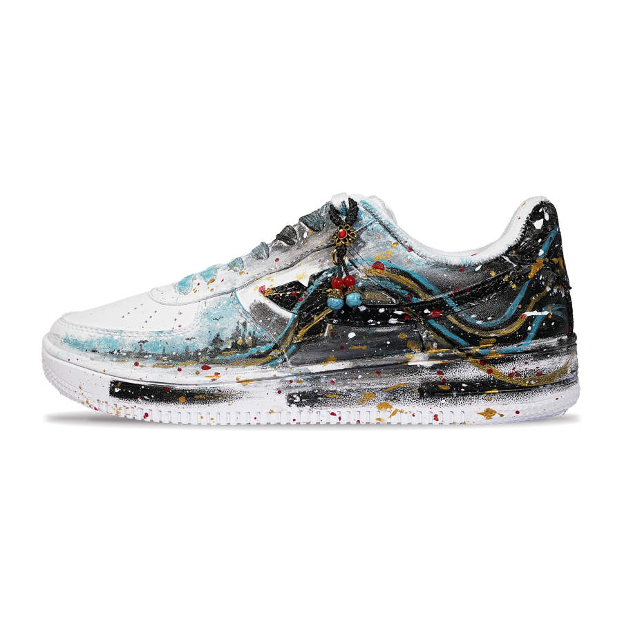 XTEP Air Force 1 Slip Resistant Cushioning Abrasion Resistant Low top Skateboard Shoes Unisex Black Blue