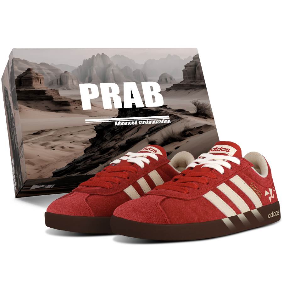 Adidas Adidas Vl Court Classic Abrasion Resistant Lightweight Low top Skateboard Shoes Unisex Beige White Red