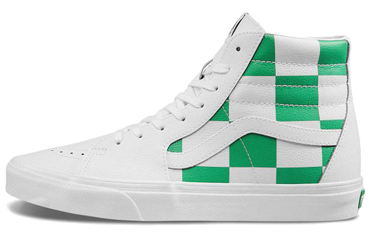 Vans Sk8 Vans-Hi 'Leather Check - True White Fern Green'