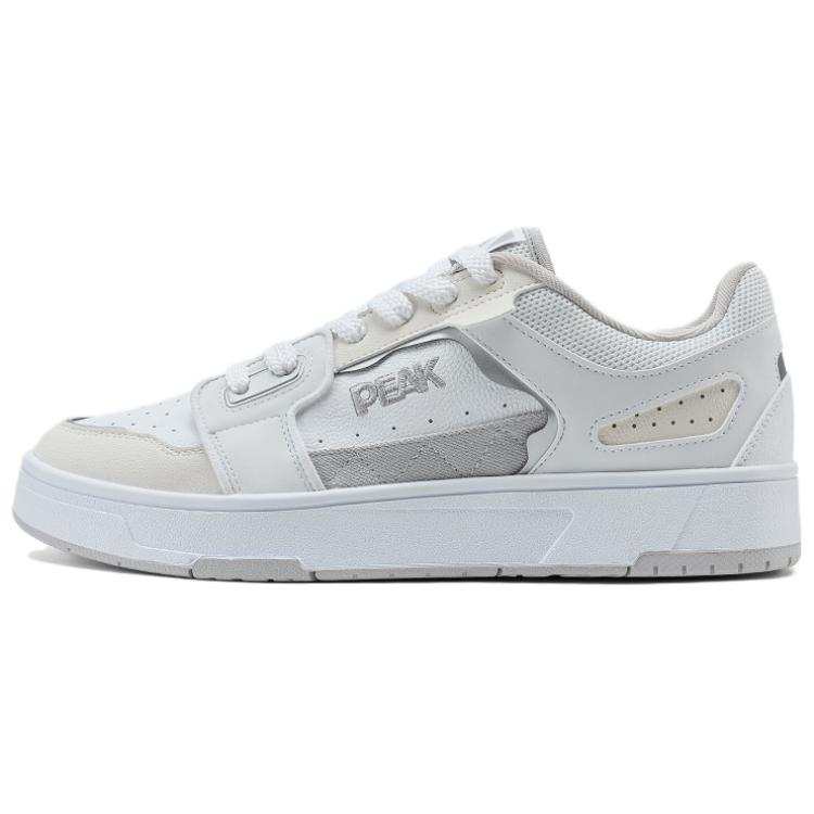 PEAK Taichi Xingcheng Slip Resistant Lightweight Non slip Lightweight Low top Skateboard Shoes Men's White Gray
