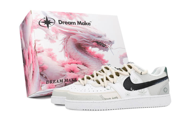 Nike Nike Court Vision 1 Slip Resistant Abrasion Resistant Low top Skateboard Shoes Men's Beige White Black