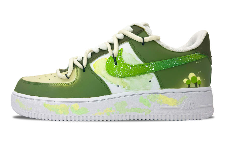 Nike Nike Air Force 1 Low top Skateboard Shoes Men's Yellow Green