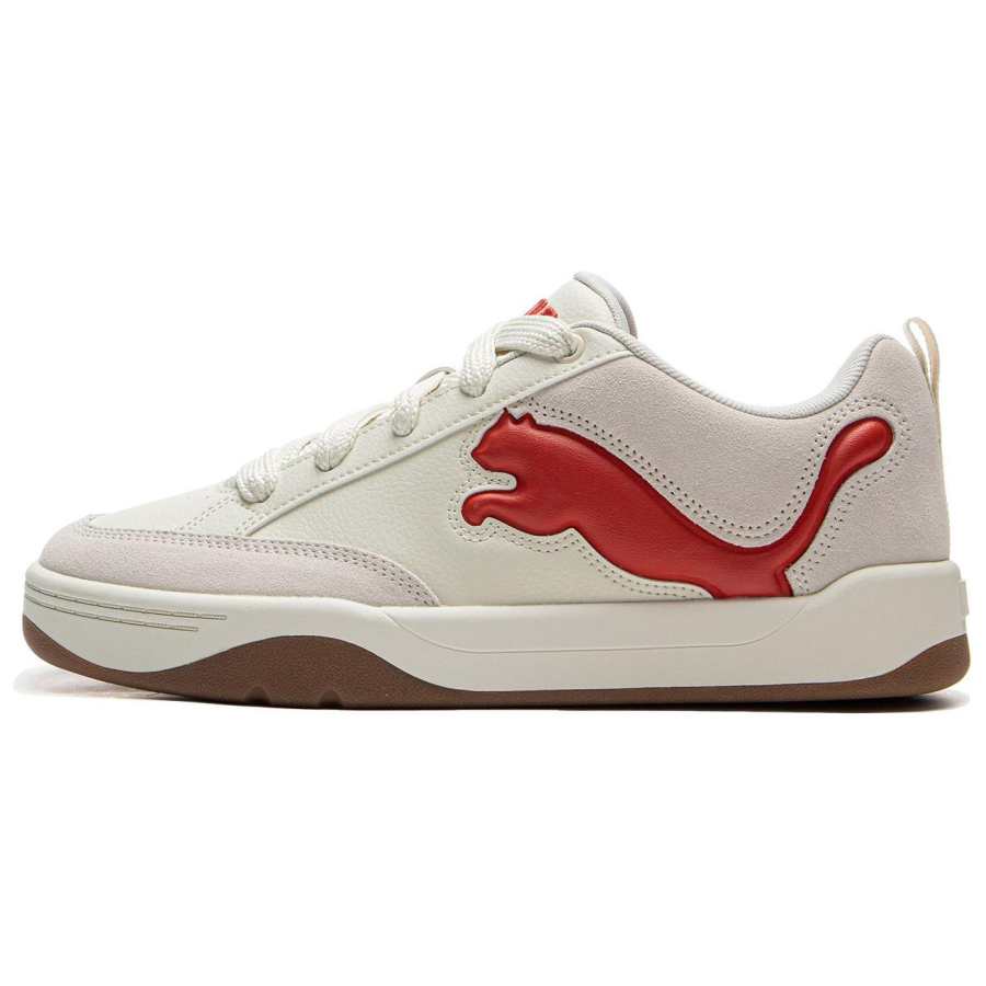 PUMA Park Lifestyle Abrasion Resistant Low top Skateboard Shoes Unisex White Red