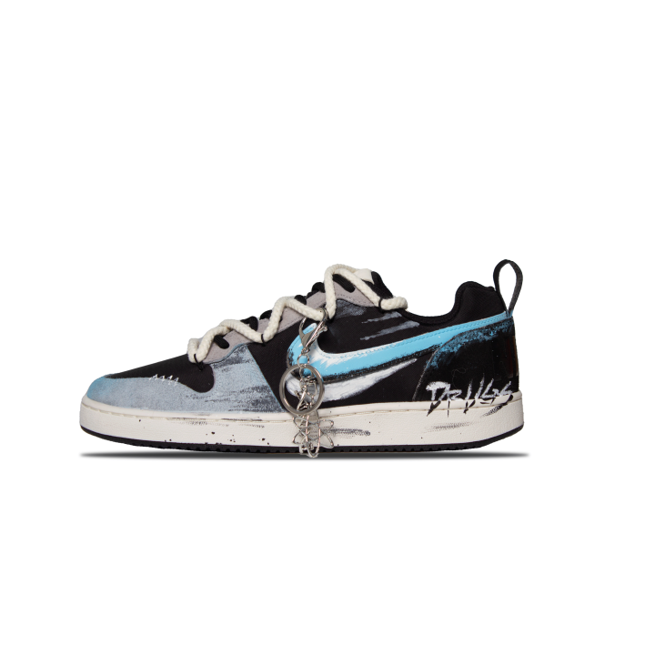 Nike Nike Court Borough Black Gray Weaving Wind Suede, Textile Cushioning Low top Skateboard Shoes Unisex Blue Black