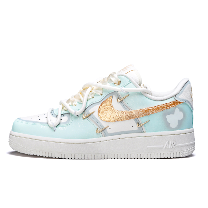 Nike Nike Air Force 1 Abrasion Resistant Low top Skateboard Shoes Women's White Blue