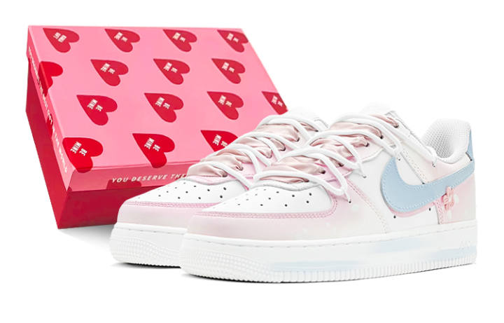 Nike Nike Air Force 1 Low top Skateboard Shoes Women's Blue Pink