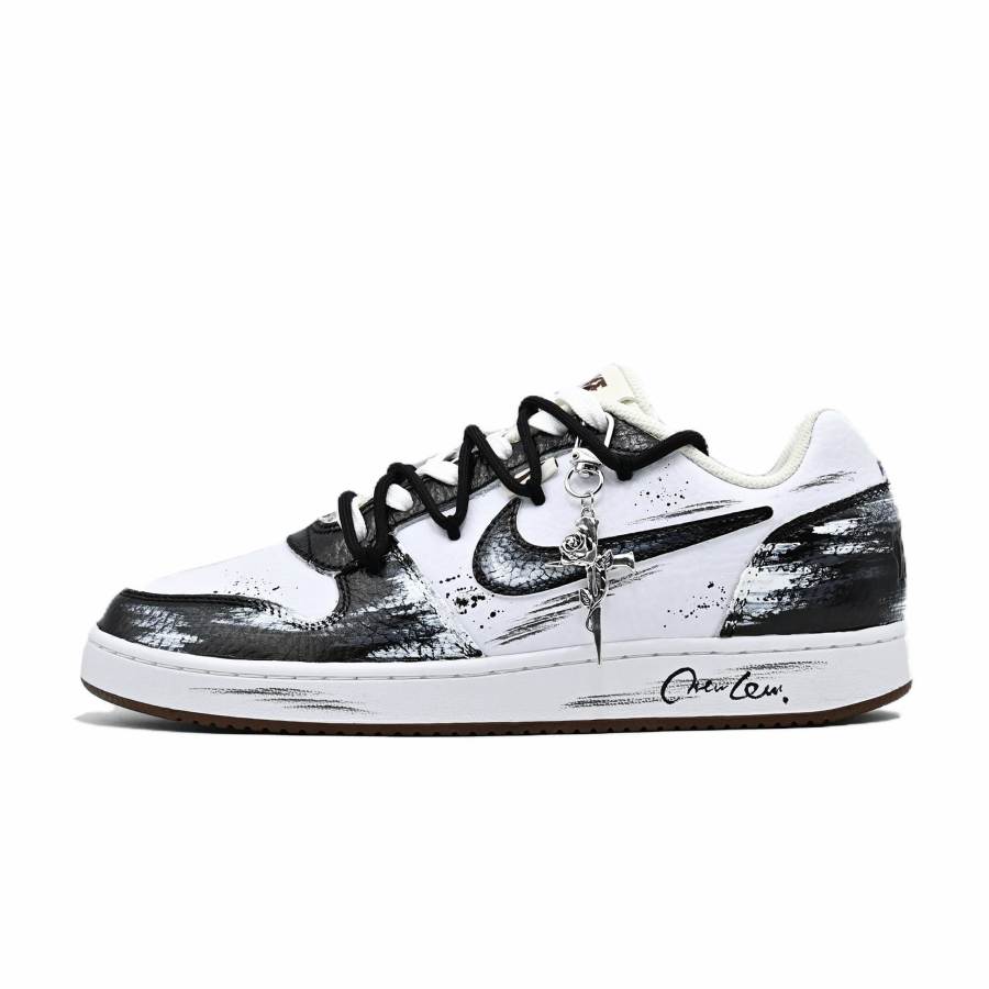 Nike Nike EBERNON Radiant Knight Abrasion Resistant Low top Skateboard Shoes Men's Black White