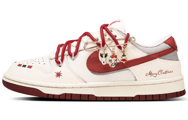 Nike Nike Dunk Slip Resistant Abrasion Resistant Low top Skateboard Shoes Women's Beige Red