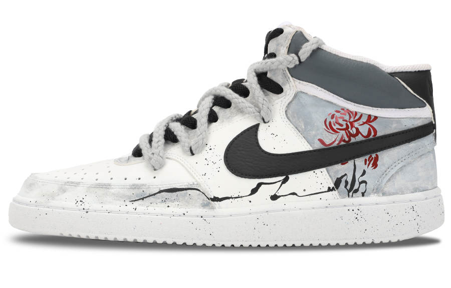 Nike Nike Court Vision Slip Resistant Abrasion Resistant Mid top Skateboard Shoes Men's White Black