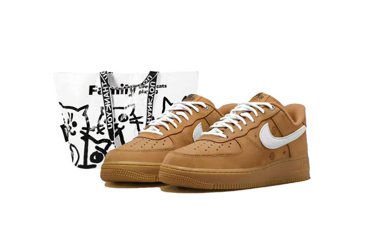 Nike Nike Air Force 1 White Gourd Flower Slip Resistant Abrasion Resistant Low top Skateboard Shoes Unisex Brown, White