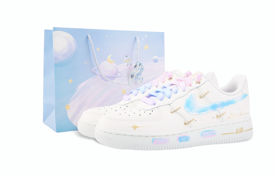 Nike Nike Air Force 1 Drippy Starfish Abrasion Resistant Low top Skateboard Shoes Women's White Pink