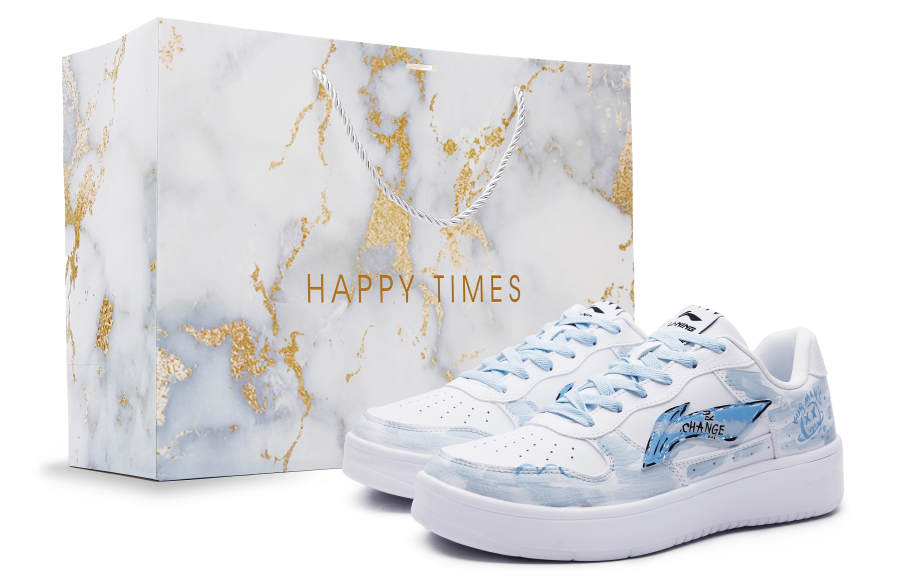 Li-Ning Li Ning Floating Boat Slip Resistant Abrasion Resistant Low top Skateboard Shoes Men's White Blue
