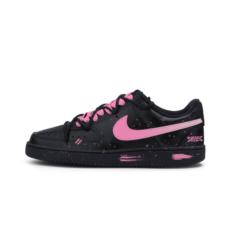 Nike Nike Court Vision Slip Resistant Abrasion Resistant Low top Skateboard Shoes Unisex Black Pink