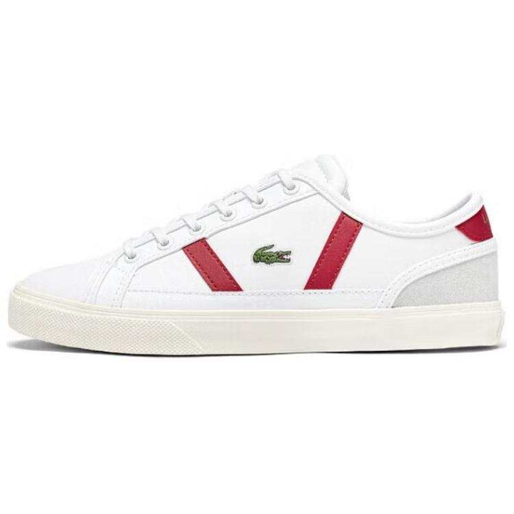 LACOSTE Slip Resistant Abrasion Resistant Low top Skateboard Shoes Women's White Red