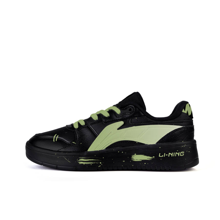 Li-Ning Li Ning Slip Resistant Cushioning Abrasion Resistant Low top Skateboard Shoes Men's Black Light Green
