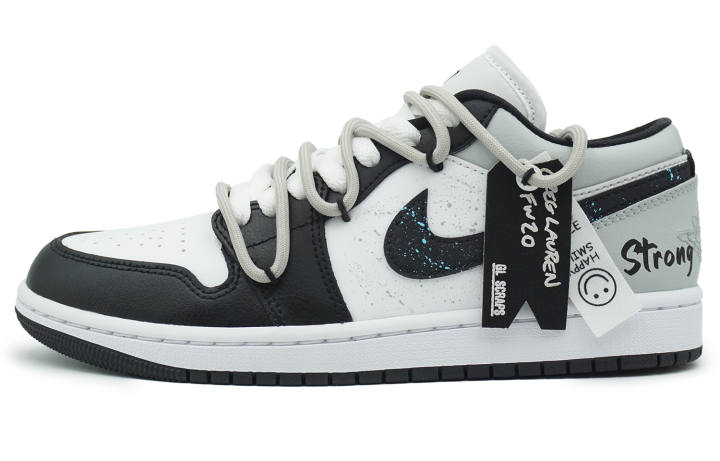 Jordan Jordan Air Jordan 1 Low top Skateboard Shoes Unisex Black White Gray
