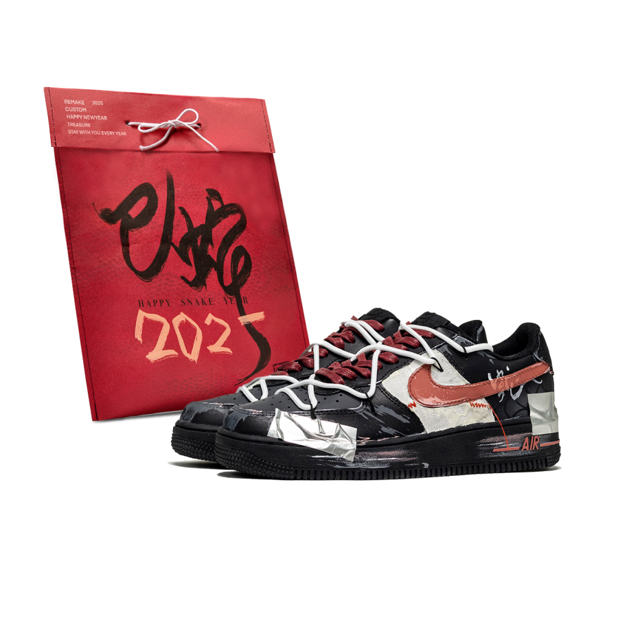 Nike Nike Air Force 1 Da Vinci Custom, Serpent Auspicious, Shopping Bag, Candle Spring Slip Resistant Abrasion Resistant