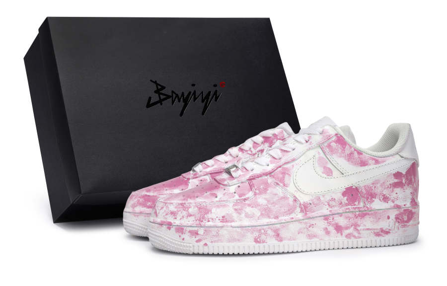 Nike Nike Air Force 1 Slip Resistant Abrasion Resistant Low top Skateboard Shoes Unisex White Stealing Heart Pink