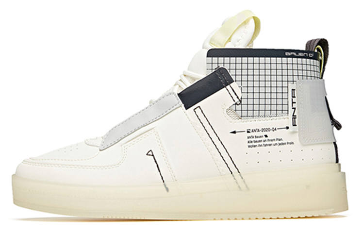 Anta Life Collection High top Skateboard Shoes Men's White Gray Black