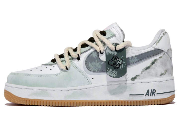 Nike Nike Air Force 1 Low top Skateboard Shoes Unisex Green White Gray