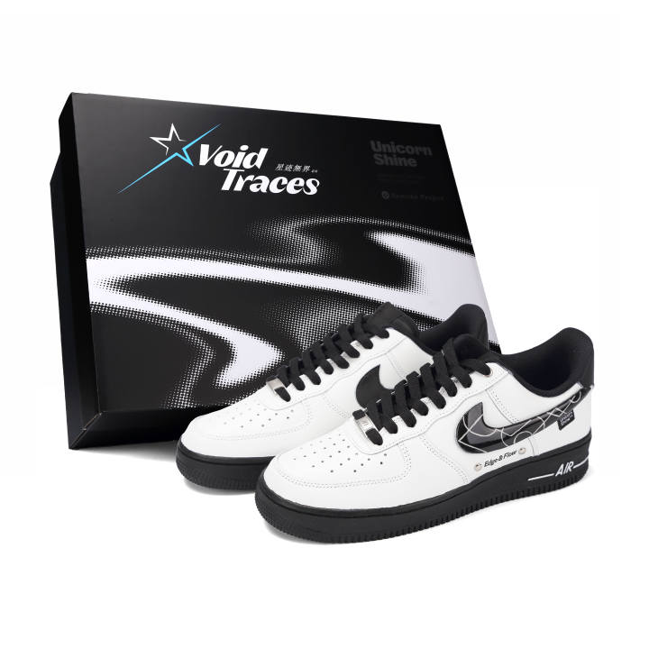 Nike Nike Air Force 1 Square And Round Infinity Abrasion Resistant Low top Skateboard Shoes Unisex Black White