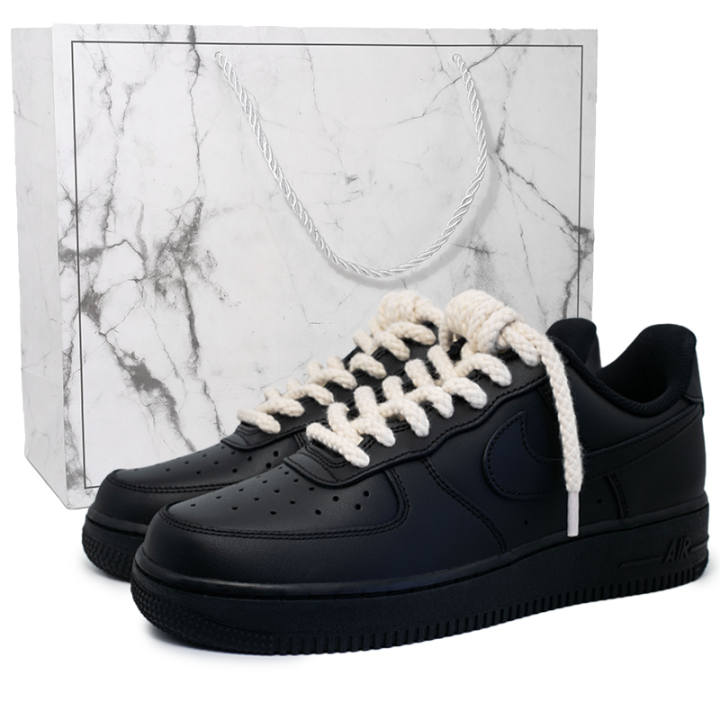 Nike Nike Air Force 1 Black Warrior Abrasion Resistant Slip Resistant Low top Skateboard Shoes Unisex Black Yellow