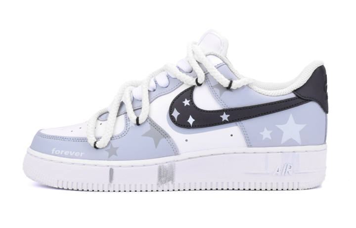 Nike Nike Air Force 1 Low Stars Slip Resistant Low top Skateboard Shoes Women's Gray Black White