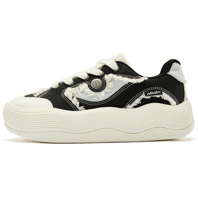 QIAODAN Dry Support Height Enhancement Low-Top Skateboard Shoes Women's Black White