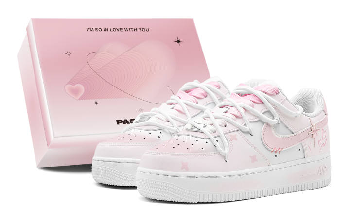 Nike Nike Air Force 1 Low LE Star Love GS Slip Resistant Abrasion Resistant Slip Resistant Abrasion Resistant Low top