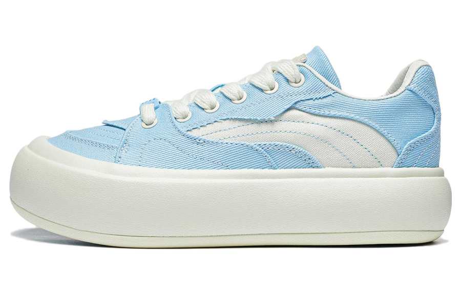 Li-Ning Li Ning Cream Puff Platform Slip Resistant And Breathable Low top Skateboard Shoes Women's Blue